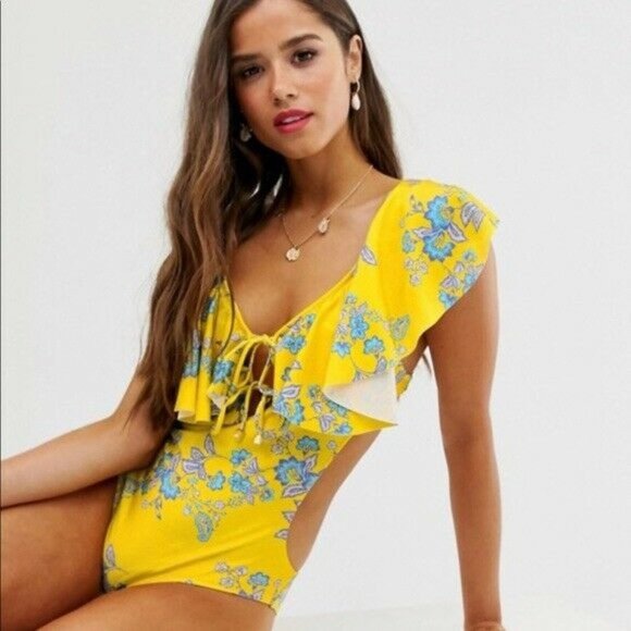 Sam Edelman Ruffle Floral Swimsuit One Piece Boho - Picture 3 of 6